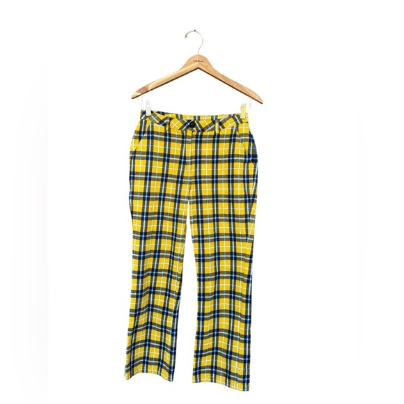 UNIF Dawson Pants Cotton High Rise Yellow Blue Plaid Size 27 - Picture 6 of 11
